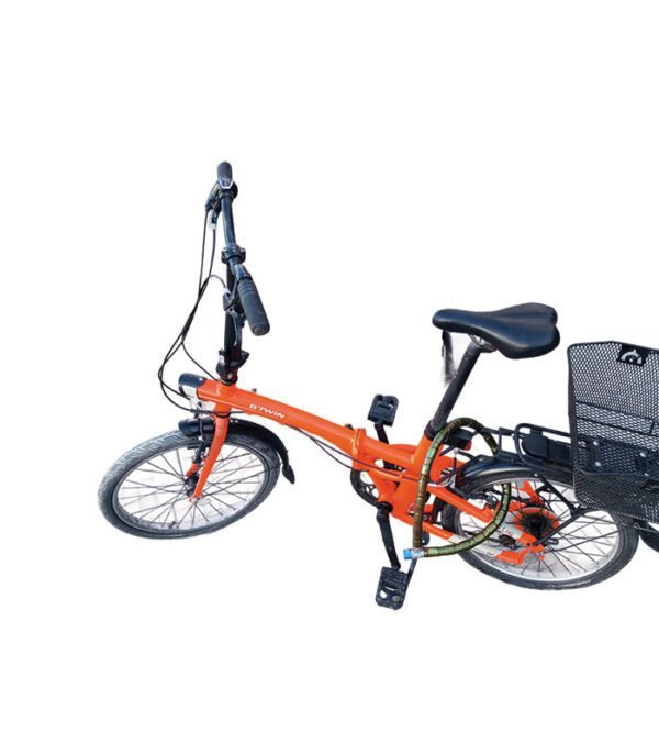 Vélo Pliable Orange Btwin – Compact & Stylé avec Panier